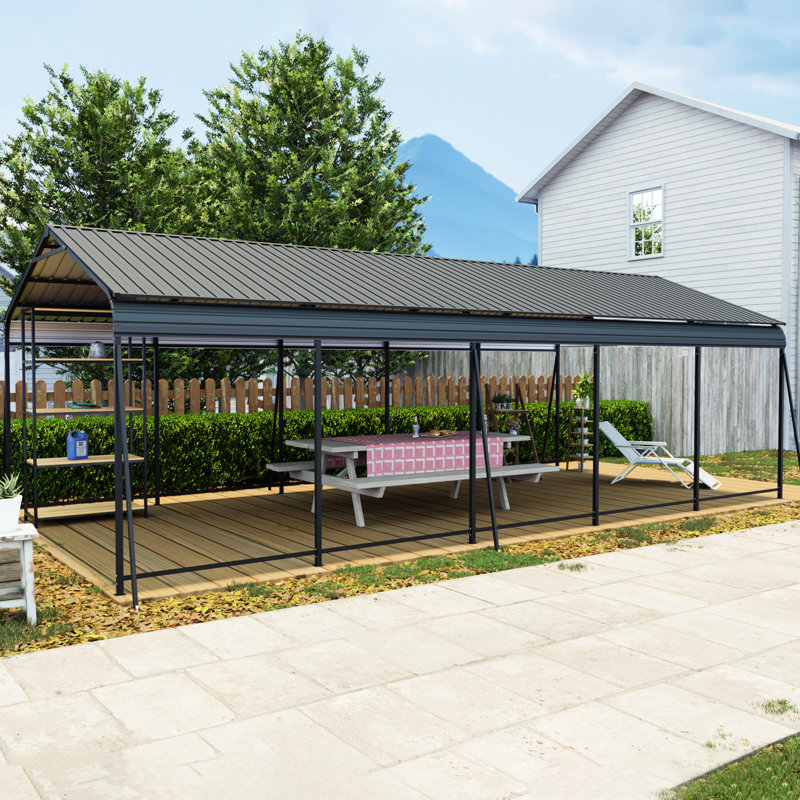 1326.5 Ft Carport, Galvanized Steel Construction For Severe Weather, Spacious Garage Boats, , Reinforced Base Stability Heavy Duty Carport Canopy, Metal Structure With High - Strength Weather Design,