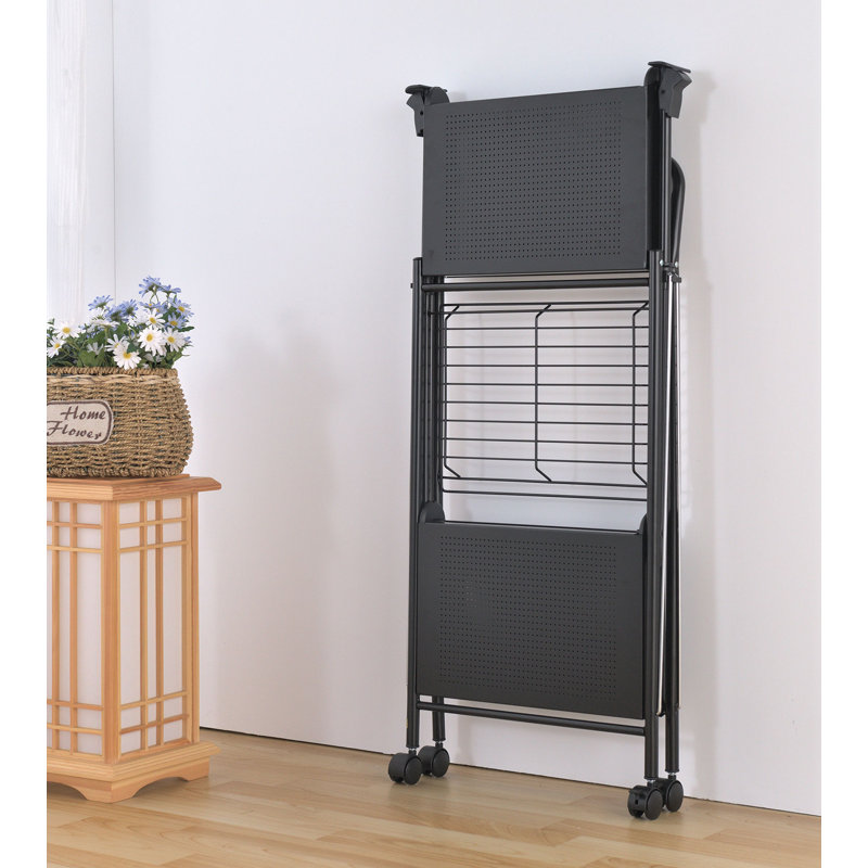Foldable 2-Tier Open Storage Cart
