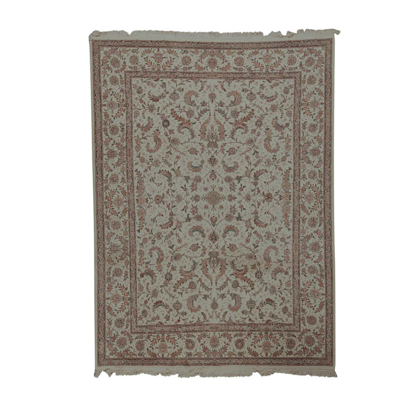 Tapis oriental rouge / gris en laine tissé à la main 6 pi 5 po x 9 pi 9 po Oriental