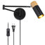 Applique murale moderne à bras articulé avec abat-jour réglable en métal noir et accent de bois naturel, lampe de lecture murale E26 avec interrupteur marche / arrêt pour la chambre à coucher, le salon, le bureau, le couloir