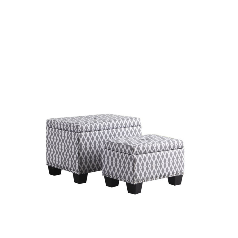 Repose-pieds de 17 po de hauteur avec rangement supplémentaire, losanges gris et blanc
