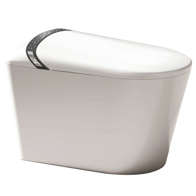 Elongated Smart Toilet With Built - In Bidet, Auto Open/Close Function, Foot Sensor, 1.28 Water Saving Flush, Led Display, Warm Air Dryer, And Heated Seat For Bathroom Luxury
