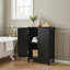 Armoire de rangement autoportante en bois à 2 portes avec tablettes intérieures réglables personnalisables pour la salle de bain-1765564805