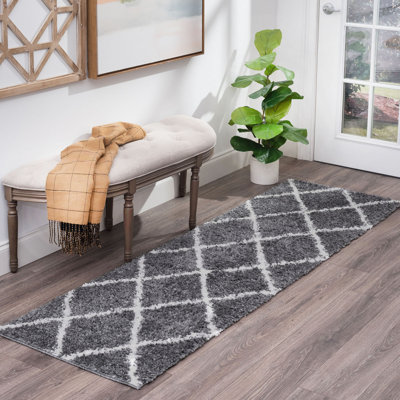 Tapis à poil long gris