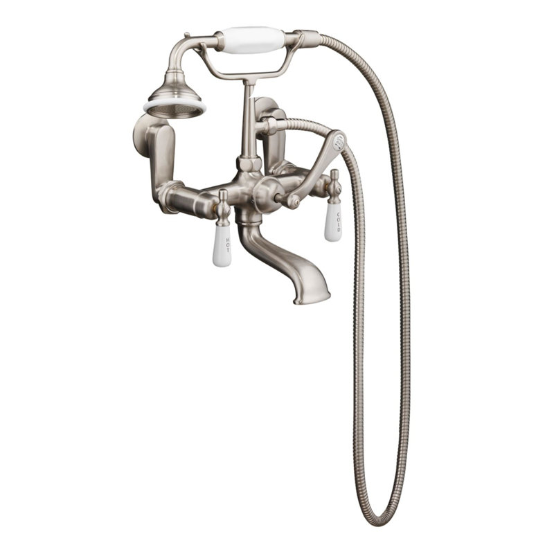 60 " L x 30 " W Freestanding and Mounting / Installation Required Soaking Acrylic Bathtub with Faucet, Bisque, Brushed Nickel