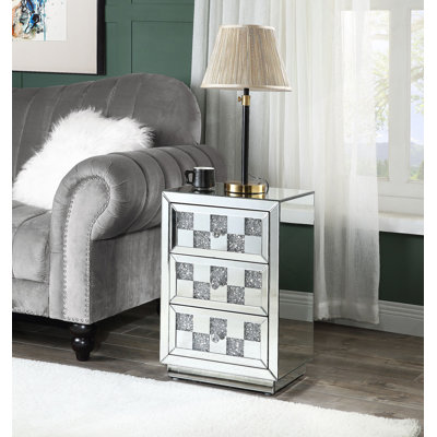 Table d'appoint en miroir et faux diamants