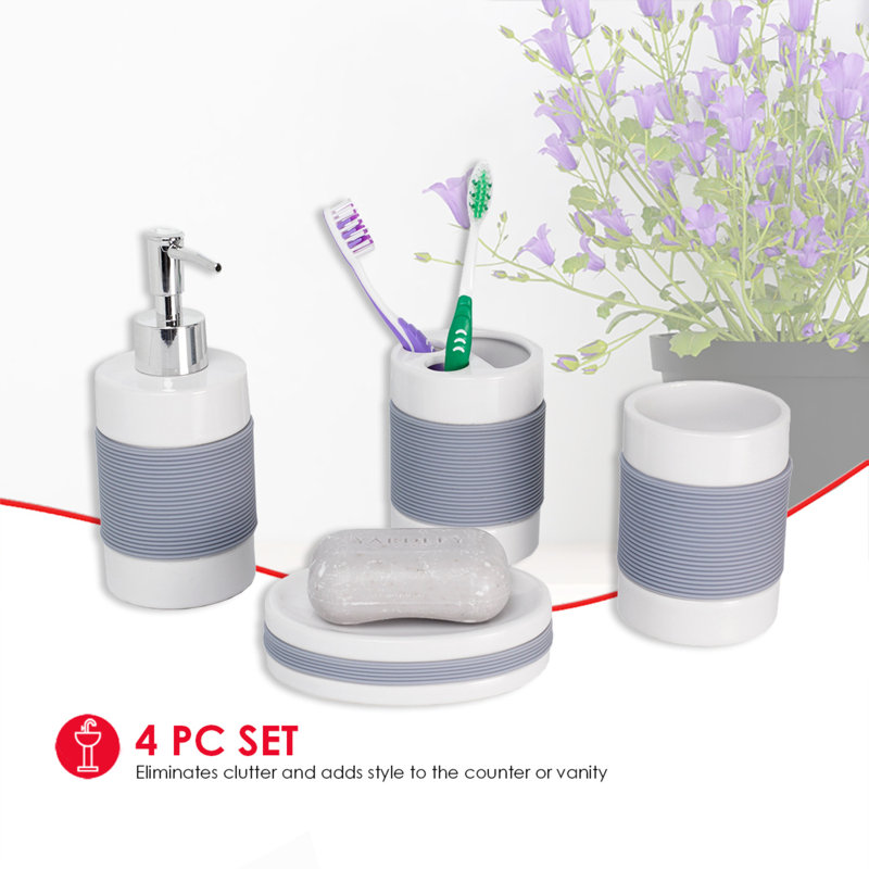 Ensemble d’accessoires de salle de bain 4 pièces avec prise en caoutchouc Latitude Run®