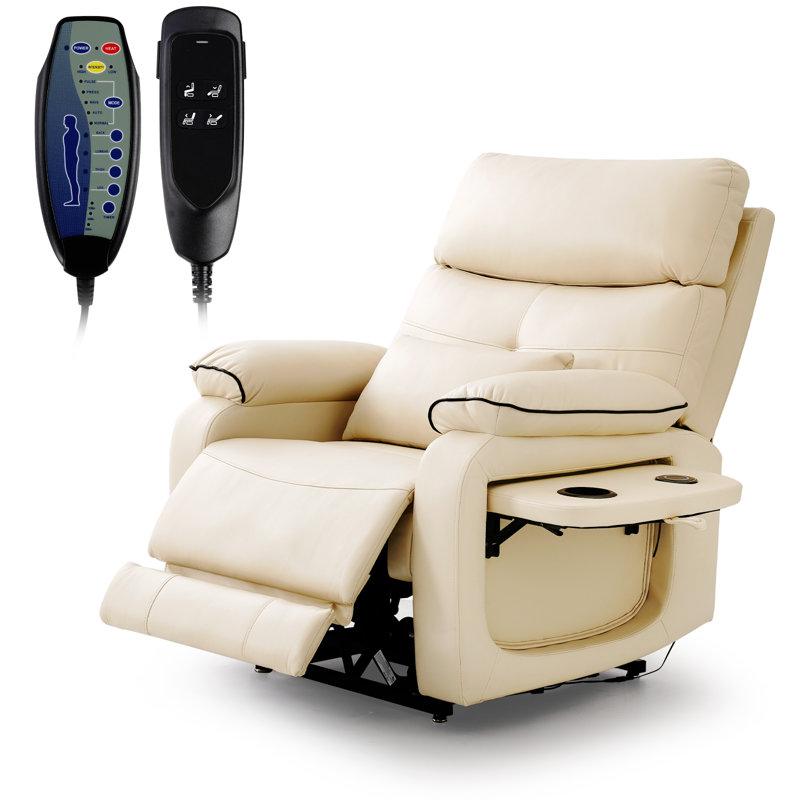 Dual Motor Power Lift Recliner Chair With Heat & Massage, Cup Holder, Lumbar Pillow, Wireless Charger, Usb Ports - Infinite Position Lay Flat Design