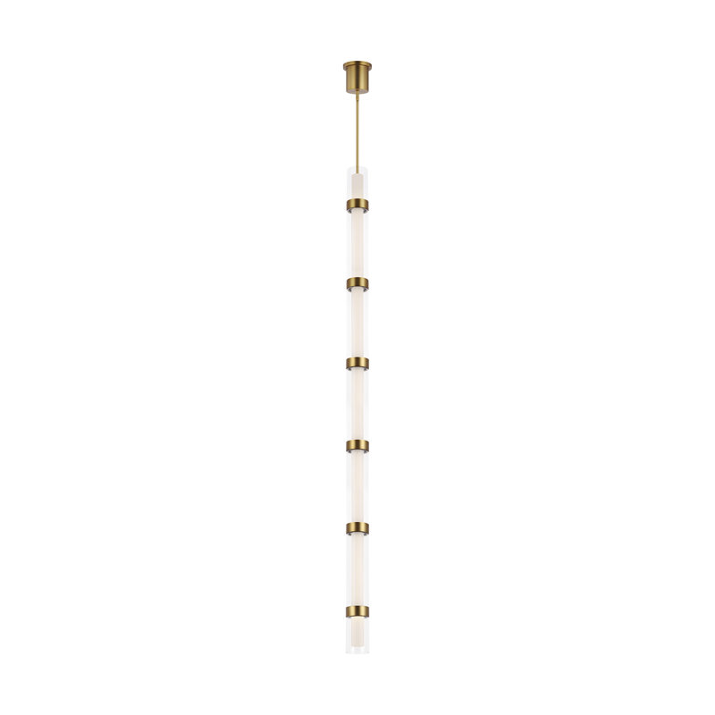 Wit 1 - Light Pendant, Aged Brass, 41.9" H x 6" W x 6" D