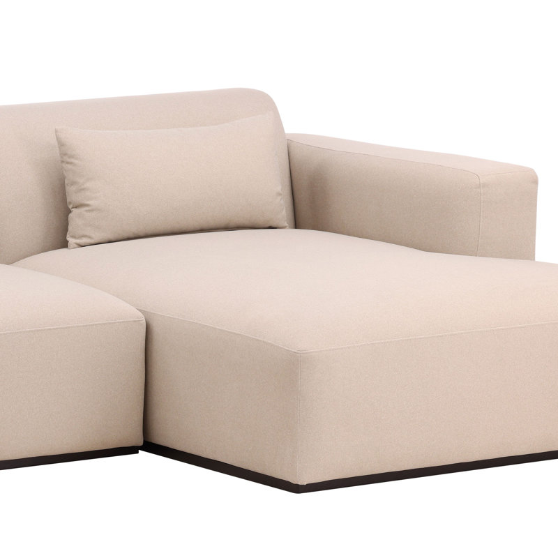 Brooklyn Polyester Upholstered Chaise Sectional, Mohair Cream, Right Hand Facing