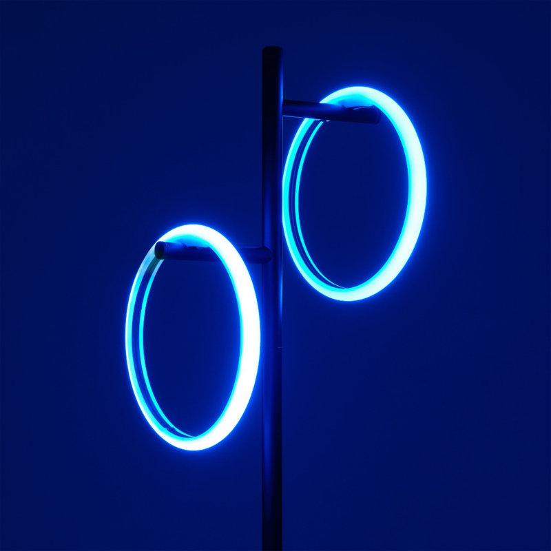Lampe de table moderne à DEL 21 po Saturn noir mat avec anneaux à changement de couleur et commande tactile Saturn