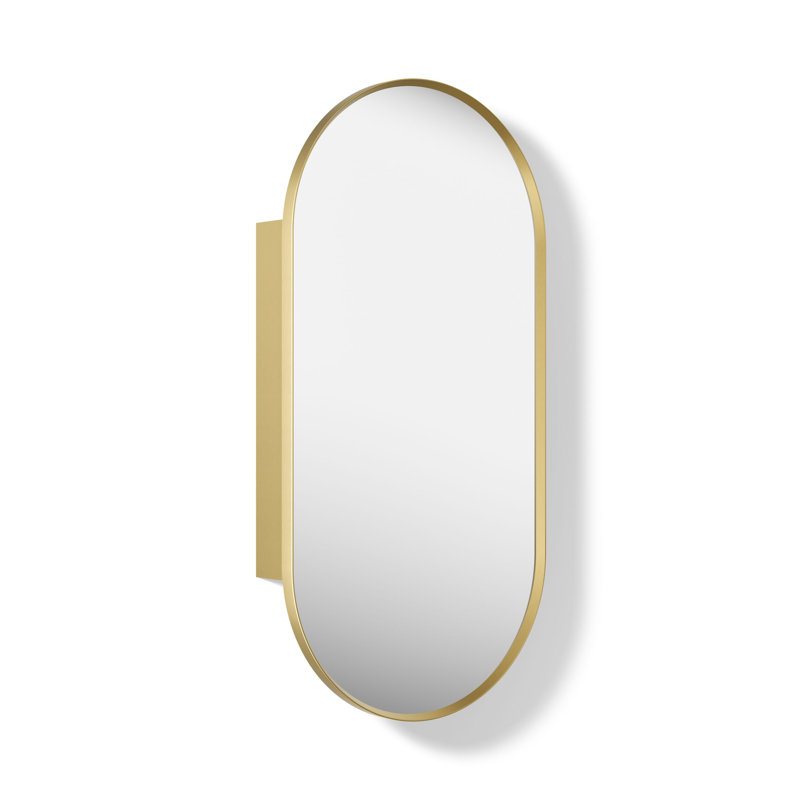 Verdera Capsule Framed Medicine Cabinet, Moderne Brushed Gold, 40" H x 20" W x 5.55" D