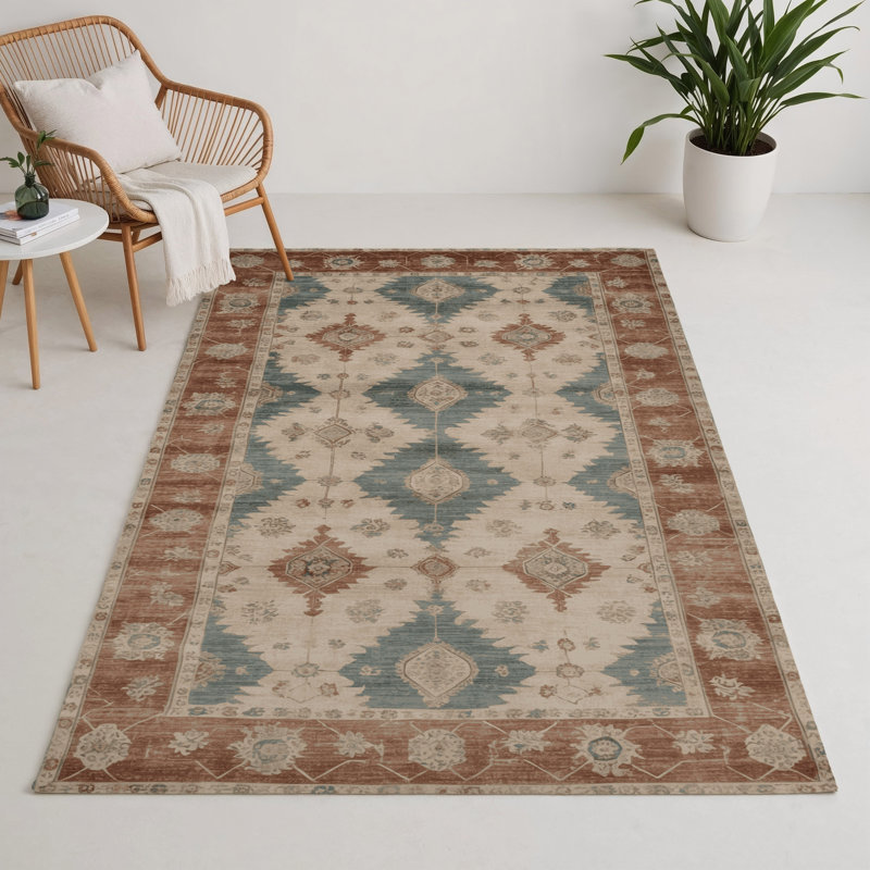 Overdyed Beige Indoor and Outdoor Area Rug, Rectangle 5' x 7'