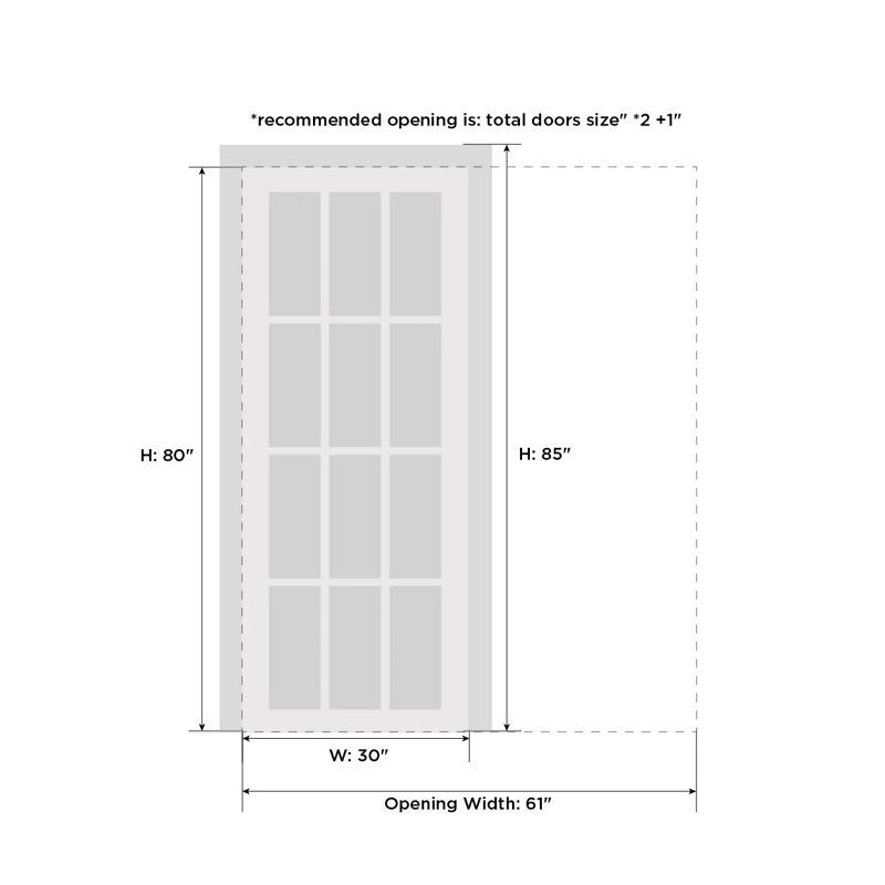 Gray Ash 30" x 80" Solid MDF Frosted Glass Pocket Door