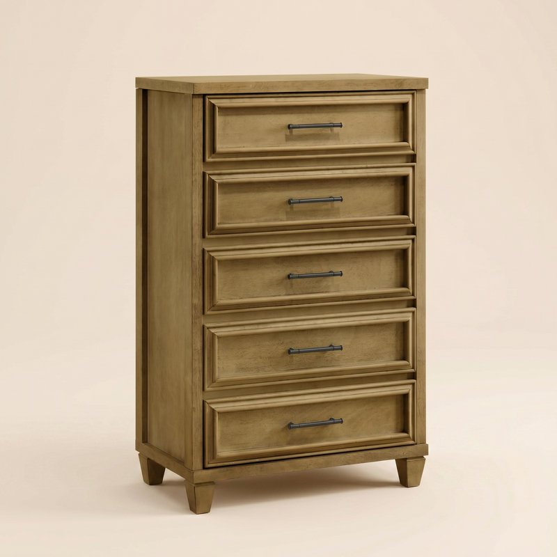 Commode 5 tiroirs Cashin, Chêne antique