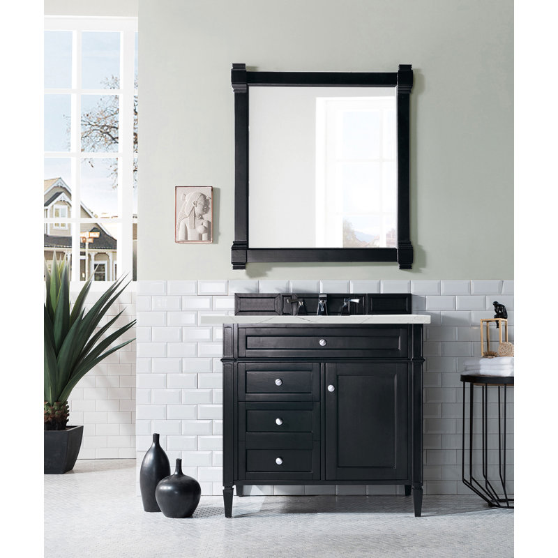 Brittany 36'' W Single Vanity, Black Onyx, Ethereal Noctis, 8" Widespread