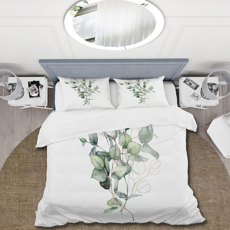 Green Bouquet Of Eucalyptus I - Traditional Duvet Cover Set - Microfiber Polyester, King Duvet Cover + 2 King Shams