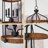24" 4-Light Modern Farmhouse Lantern Pendant Light, Open Design, Rattan Accents + Black Finish