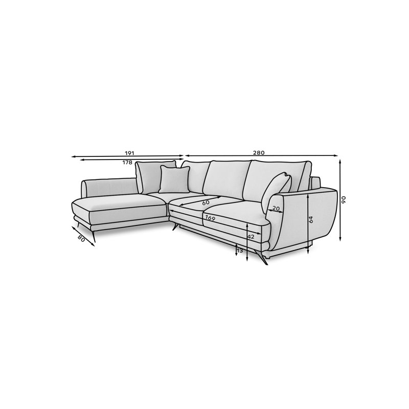 Agurne 3 Seater Velvet Sofa Bed, Light Grey