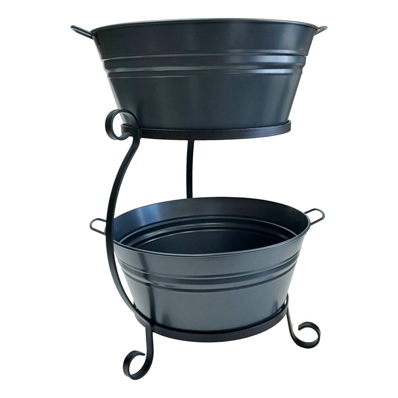 Enameled Metal Beverage Tub, Dark Gray