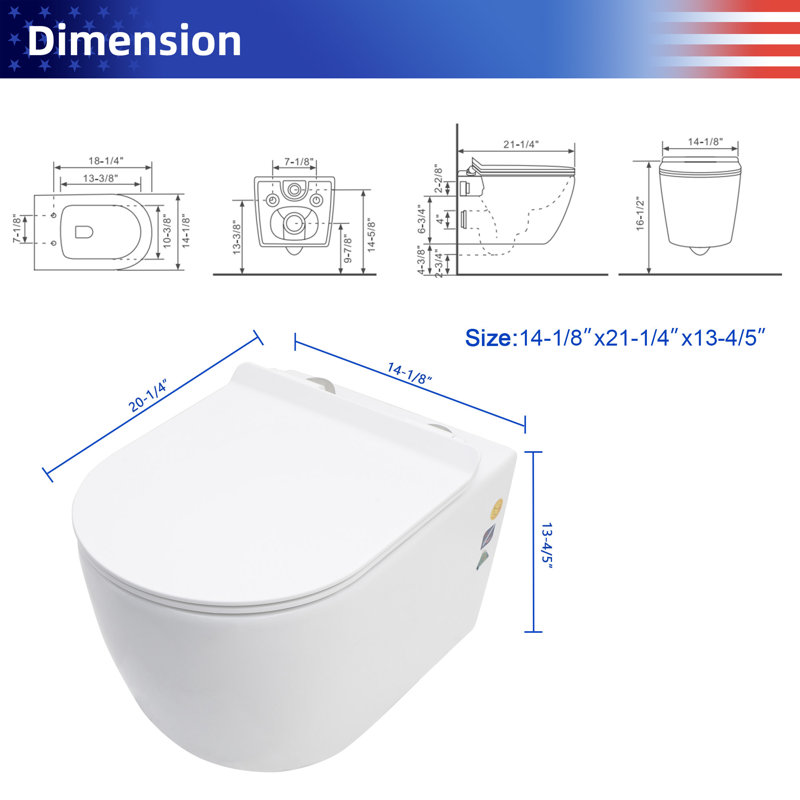 Rainlex RX-T40W One-Piece Wall Hung Toilet