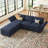 Alyciana U-Shaped Upholstered Sectional Couch Apartment Modular Sofa with Storage Ottoman-1242421092