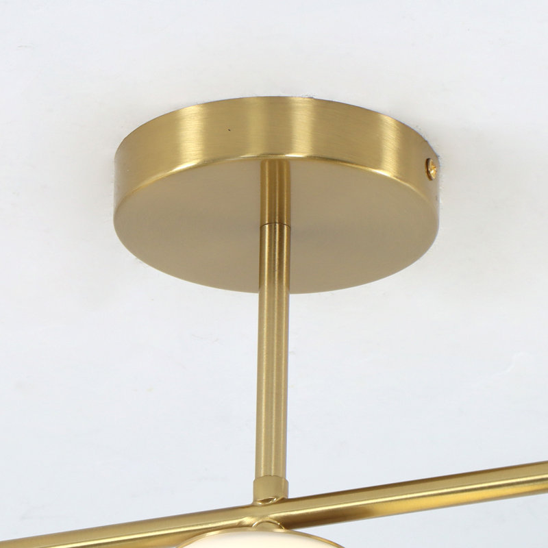  Luminaire suspendu sphérique en verre opale G9 à 3 lumières Driscilla de 27 po de style rétro traditionnel, Laiton