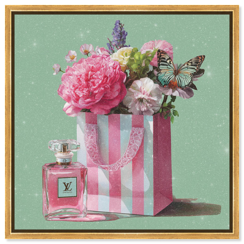 Impression sur toile "Spring Spring Bag Glam" par Art Remedy, H 12 po x l 12 po, Cadre doré