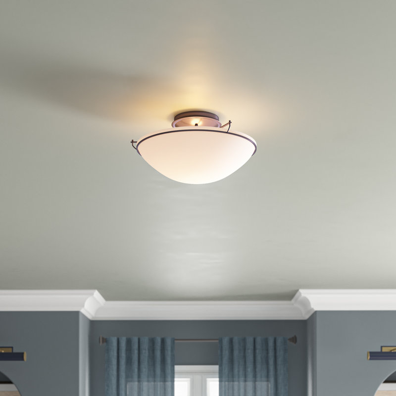Simple Lines Bowl Semi Flush Mount, Bronze, 7.1" H x 14.5" W x 14.5" D, Sand