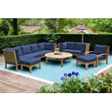 Huntington 12 Piece Teak Sectional Seating Group with Sunbrella Cushions