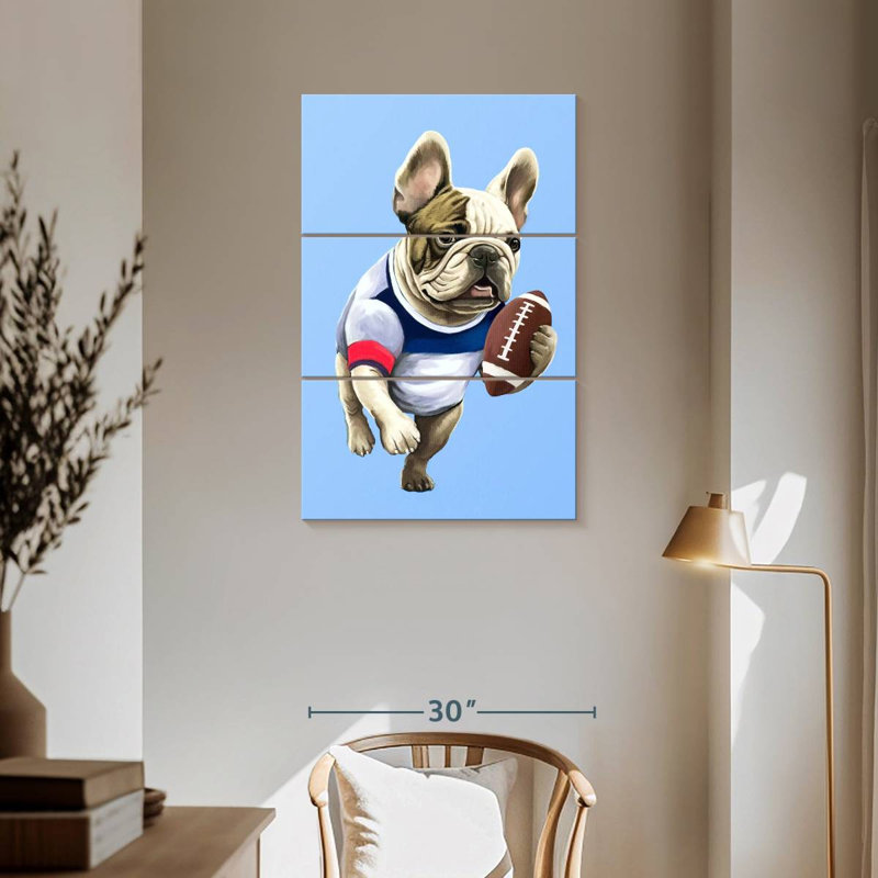 Bouledogue sportif Ketti - Rugby, H 57 po x l 36 po