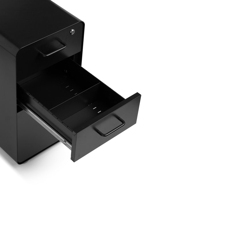  Armoire 3 tiroirs Stow, Noir, Sans roulettes