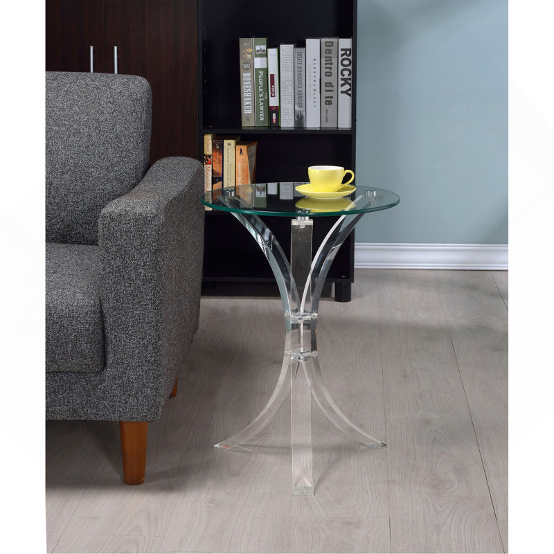 Clear Round Glass Top Acrylic Side Table