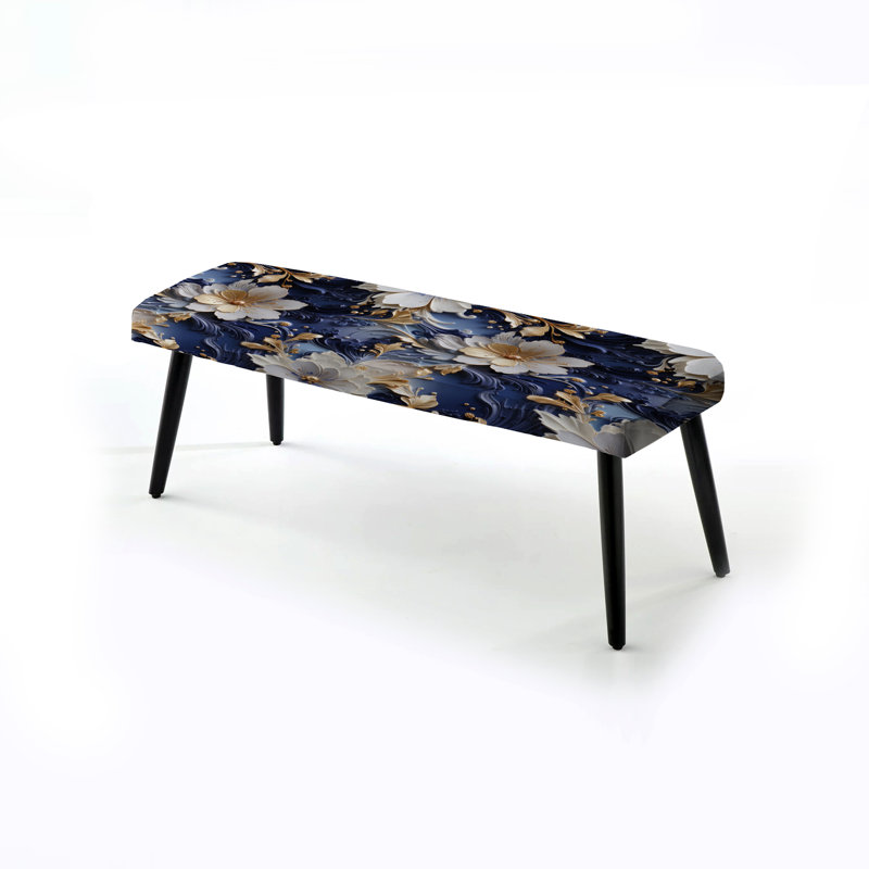 Celestial Mirage Marble Pattern - Marble Upholstered Black Bench