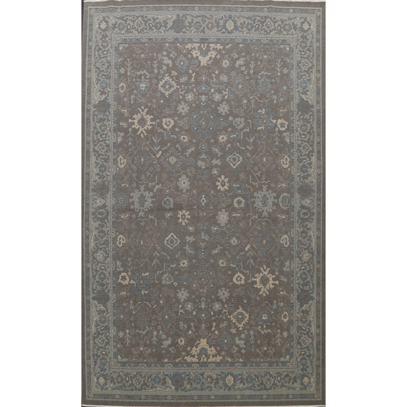 Tapis bleu clair / gris clair en laine Ziegler
