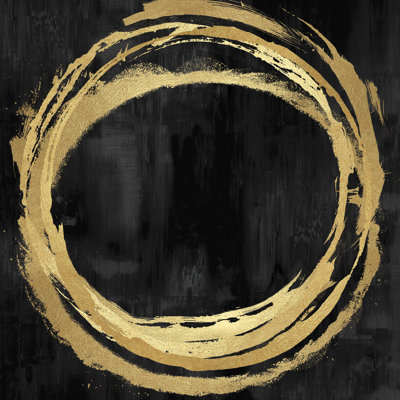 «Black and Yellow Circle Abstract 1», impression sur toile tendue
