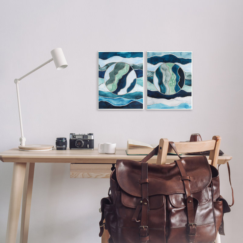  Ensemble de plaques murales abstraites de style vitrail nautique par Grace Popp