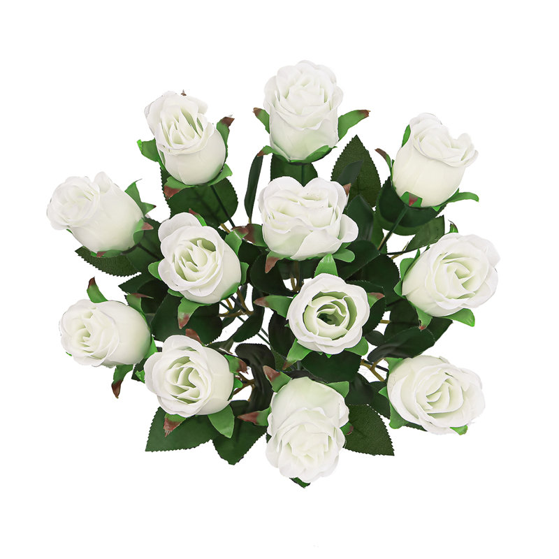 Bouquet de roses artificielles, Blanc, crème