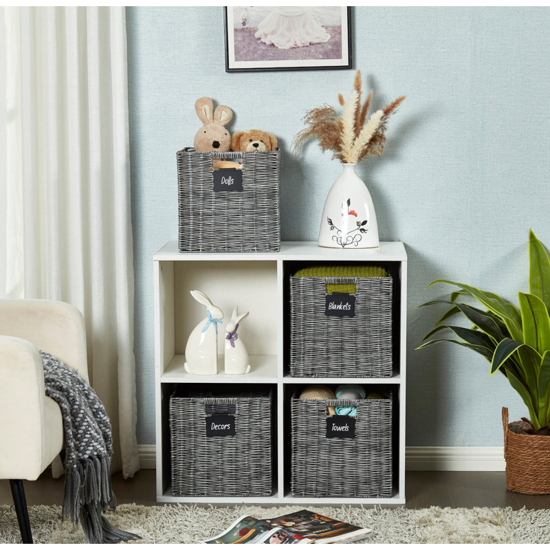 Ensemble de paniers pliables en osier, Gris