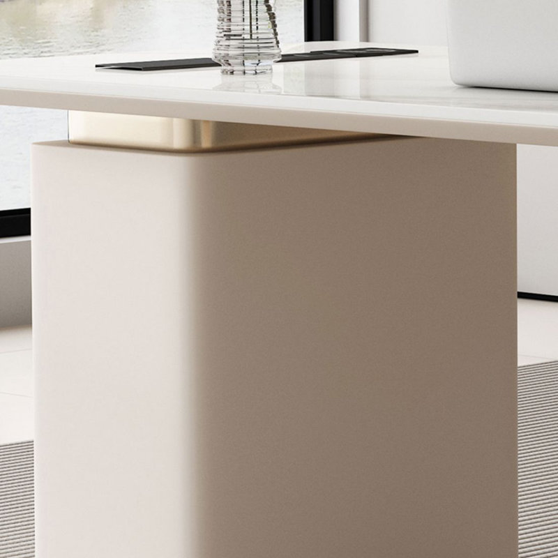 Bureau blanc avec plaque Creative Rock, Retour à droite, H 29,53 po x l 62,99 po x P 27,56 po