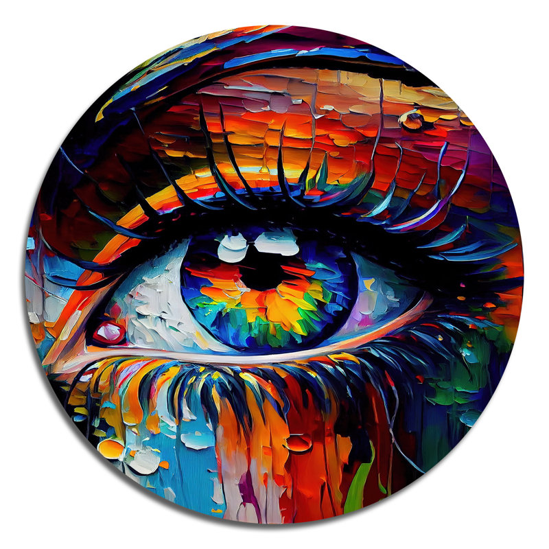 Œil coloré II - mode ronde, art en métal, H 16 po x l 16 po