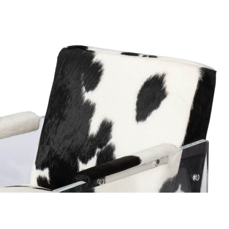 Holloway Leather Armchair, Black/White Genuine Leather