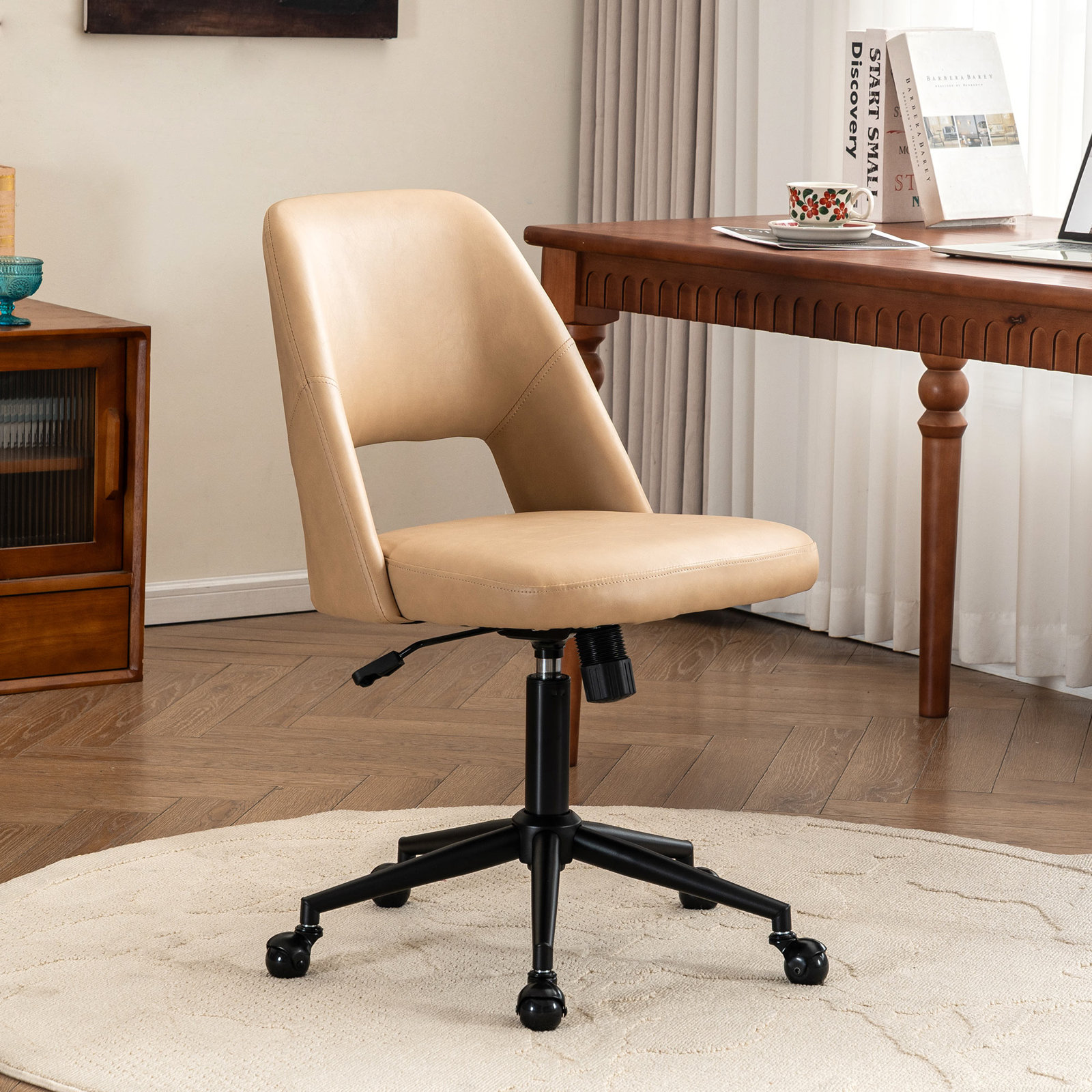 Gramercy Office Chair with Lumbar Support, Taupe Faux Leather