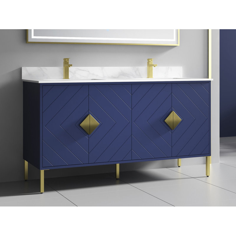 60'' Double Bathroom Vanity with Acrylic Top