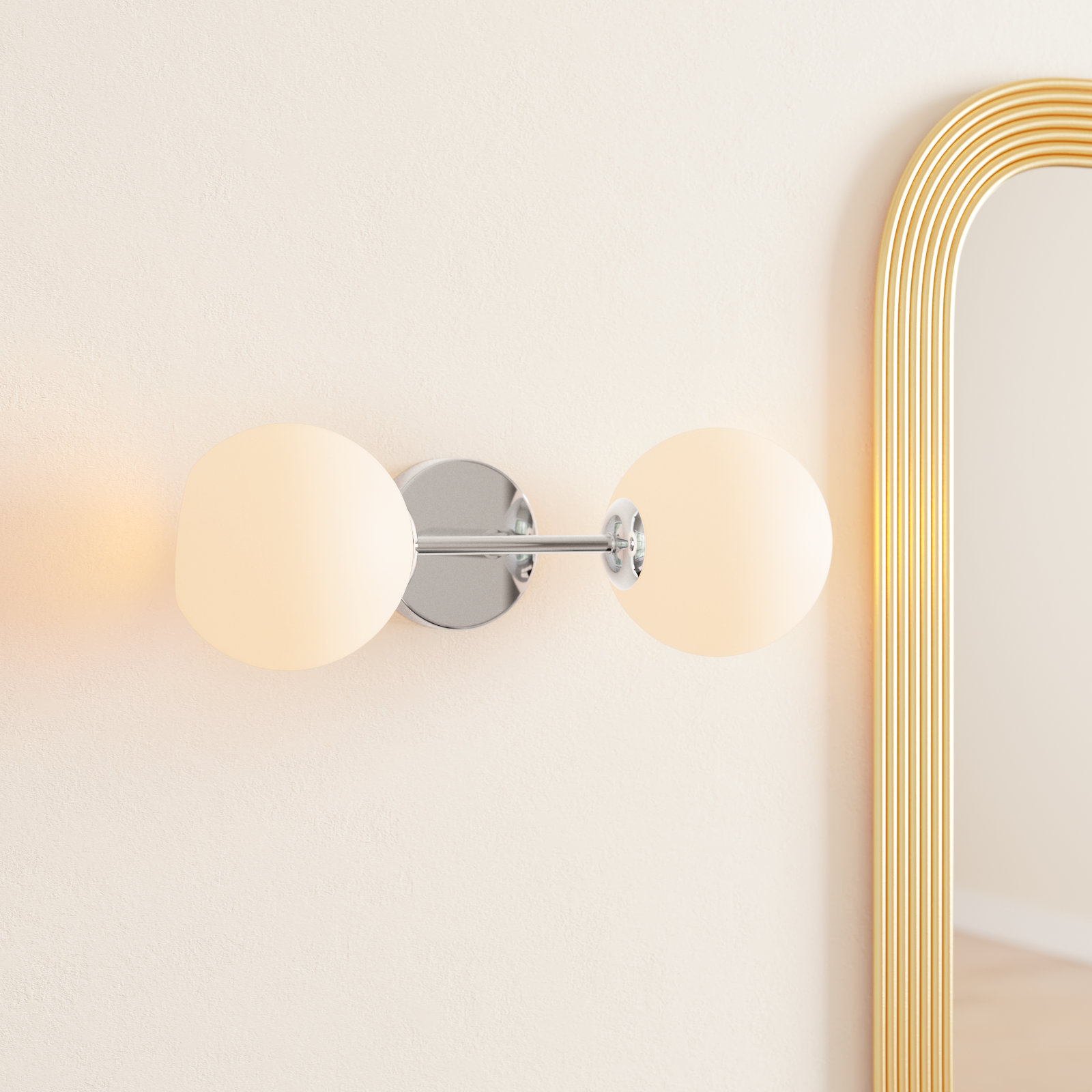 Jaina 2 Light Glass Dimmable Armed Sconce, Silver