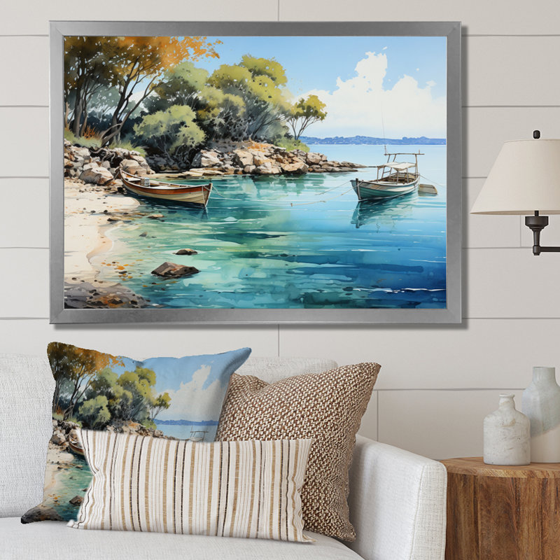 Dominicain Tranquil Bay I, reproduction d'art sur toile, H 30 po x l 40 po x P 1,5 po, Cadre photo argenté