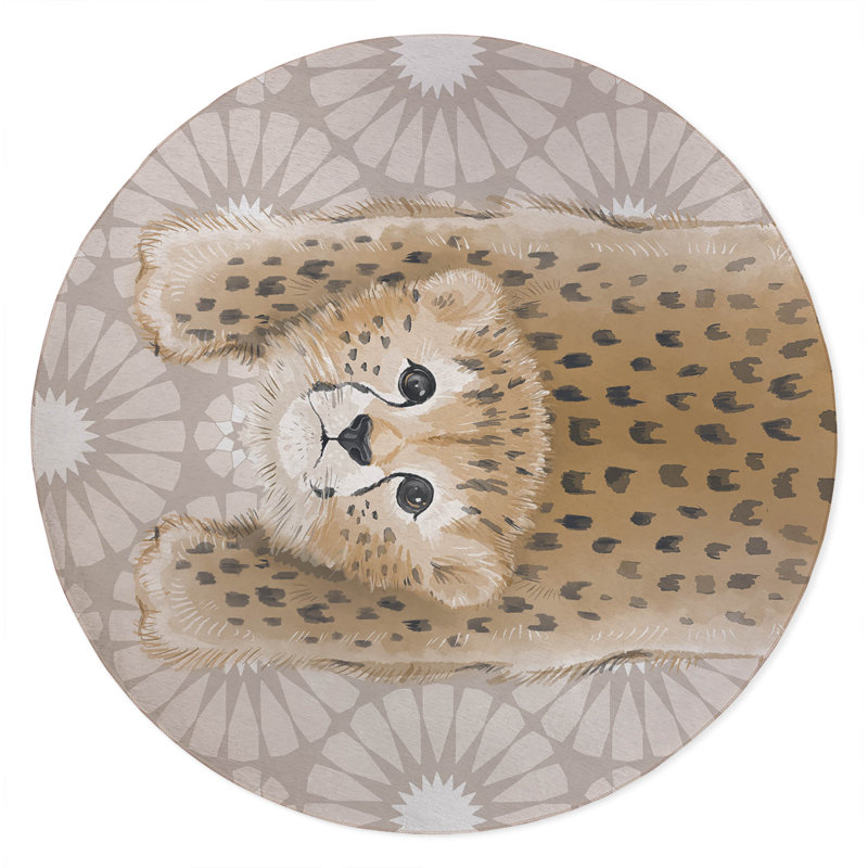 Lil Lying Leopard Tile Kids Play Mat, Taupe
