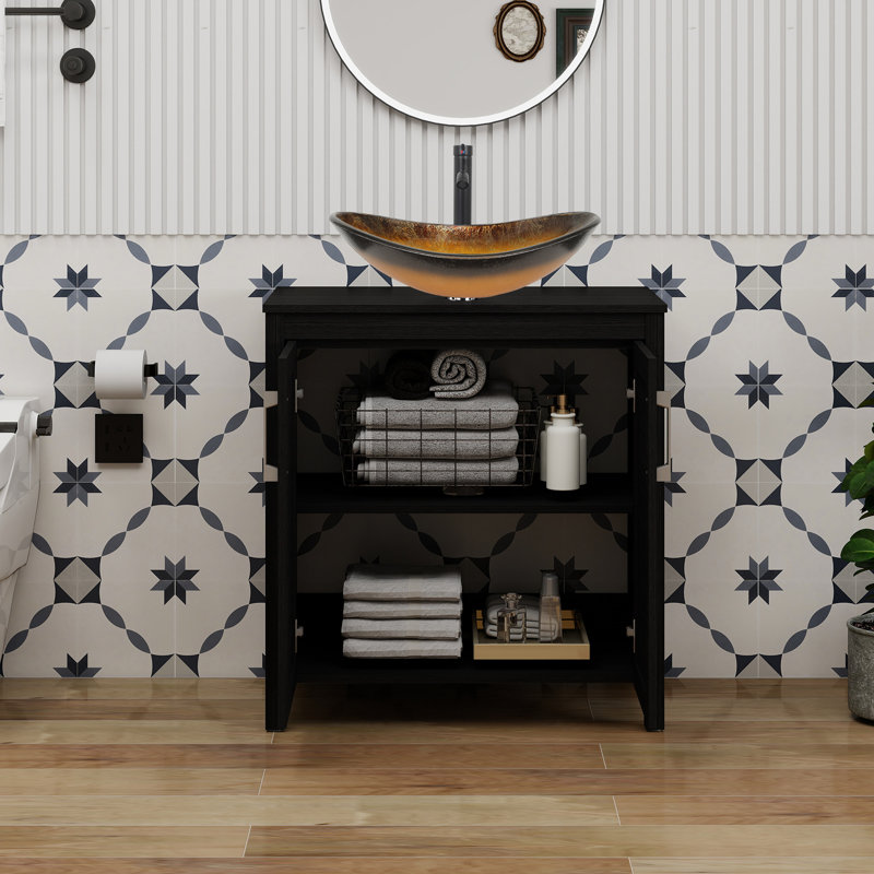 30" Free-Standing Modern Single Bathroom Vanity With Sink, Black