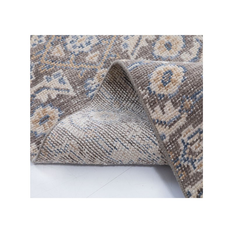 Wool Floral Area Rug in Brown/Blue, Runner 2'6" x 9'