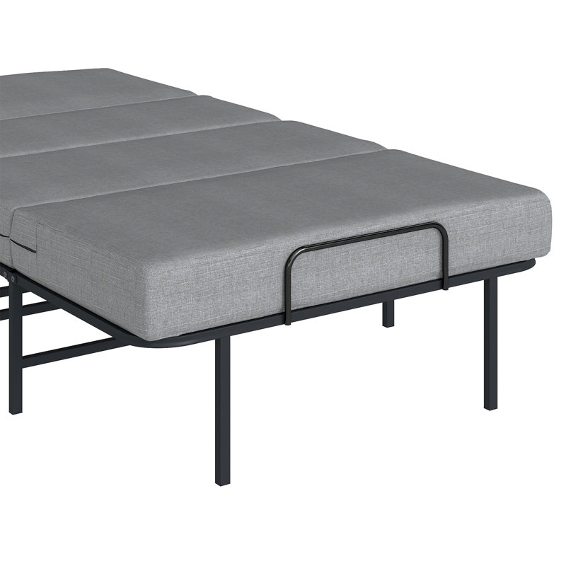 Lit pliant portatif simple avec matelas en mousse à mémoire de forme et roues verrouillables